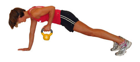 Kettlebells - plank row neboli p��tahy ve vzporu