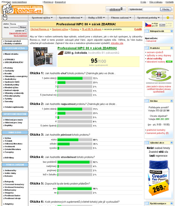 Detailn� hodnocen� ka�d� p��chuti ka�d�ho proteinu.