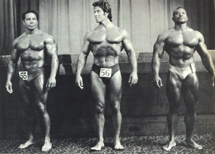 Bill Pearl, Reg Park a Sergio Oliva na NABBA Mr. Universe 1971