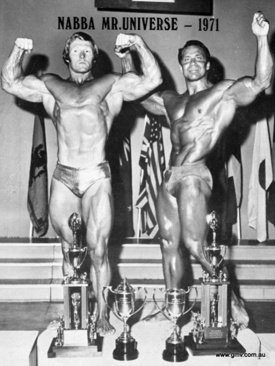 Ken Waller a Bill Pearl na NABBA Mr. Universe 1971