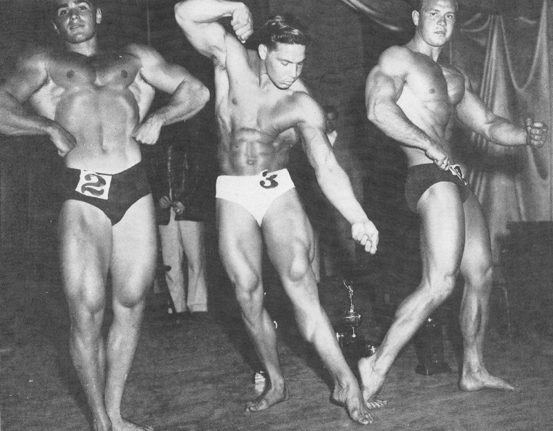 Seymour Koenig, Bill Pearl a Zabo Koszewski na AAU Mr. Southern California 1953