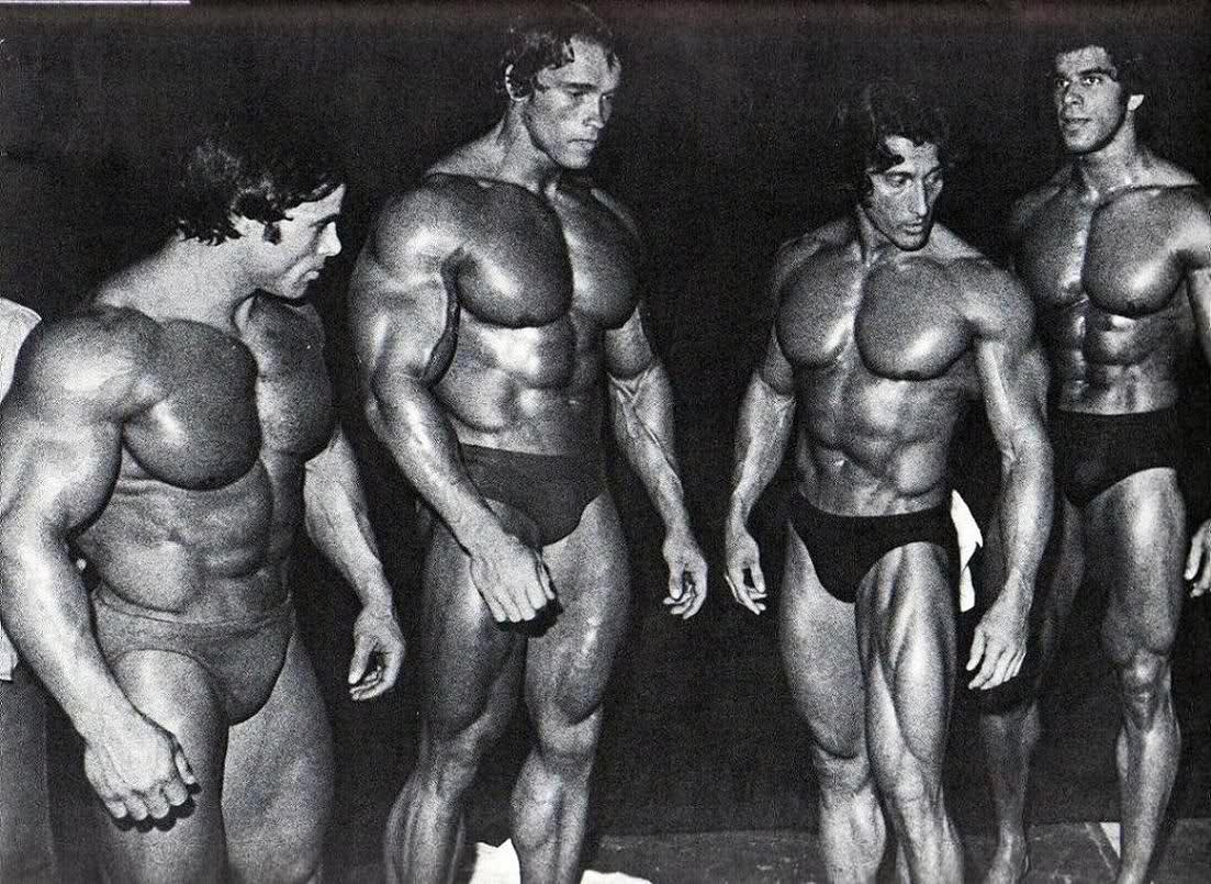 Mr. Olympia 1974: Columbu, Schwarzenegger, Zane, Ferrigno