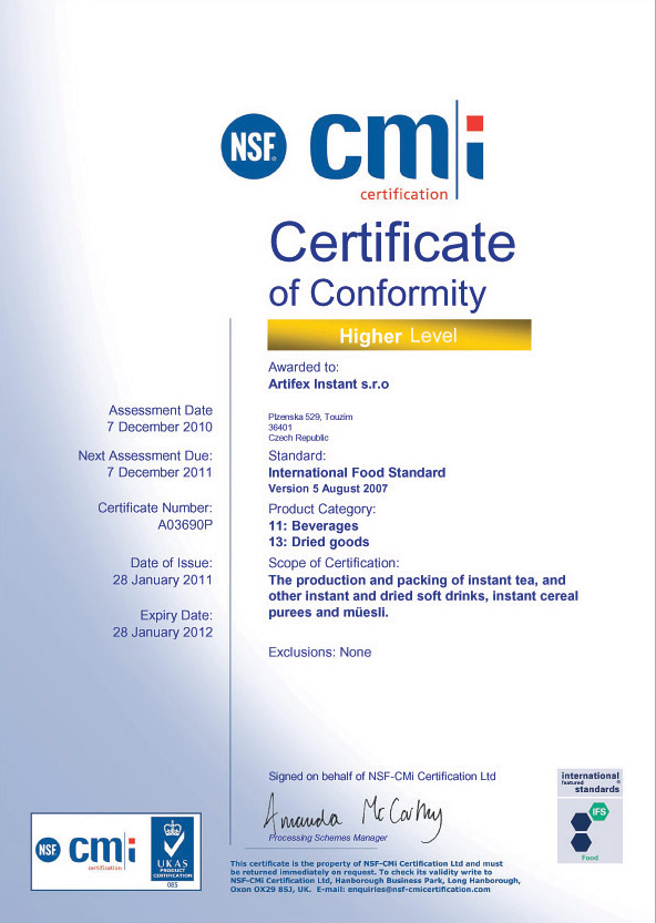 Certifik�t ISF