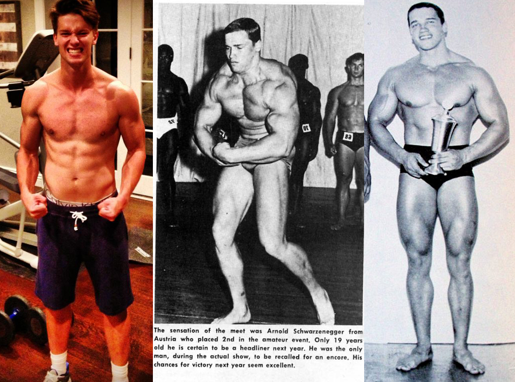Patrick Schwarzenegger a Arnold Schwarzenegger v devaten�cti letech