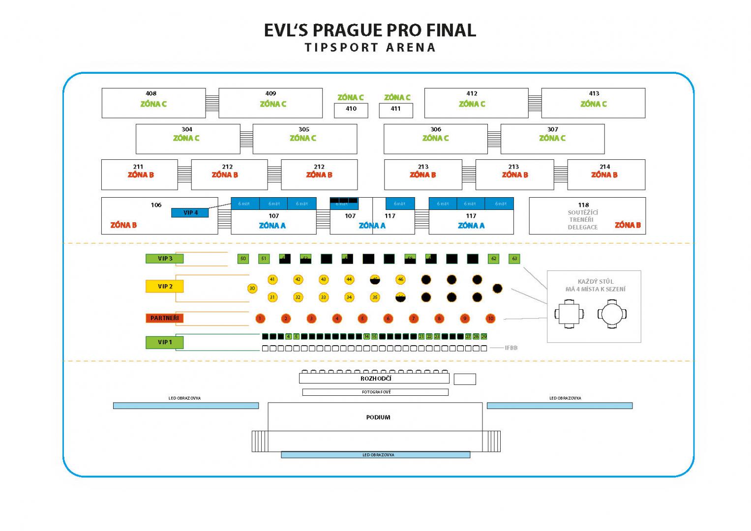 EVL�s Prague Pro 2013 - sektory Tipsport Areny pro odpoledn� fin�le