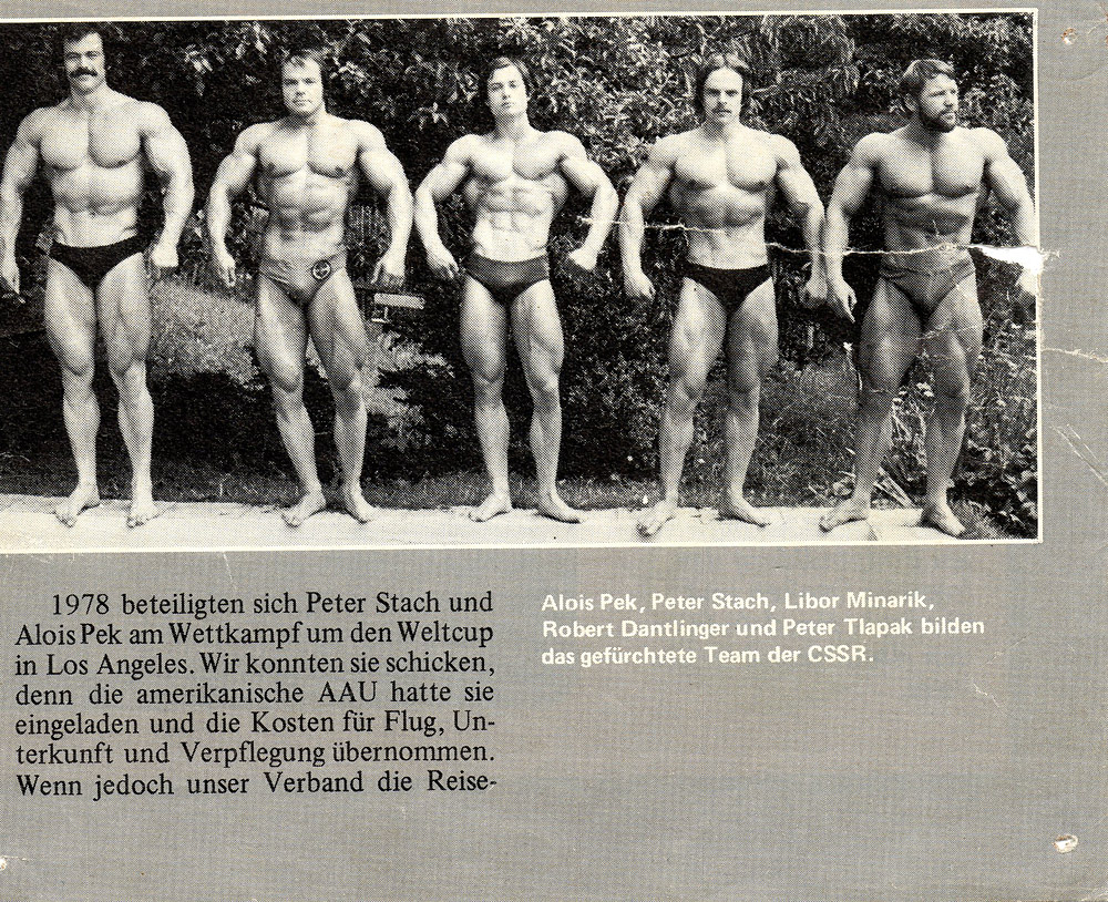 V�st�i�ek z dobov�ho n�meck�ho �asopisu, zleva Alois Pek, Petr Stach, Libor Mina��k, Robert Dantlinger, Petr Tlap�k
