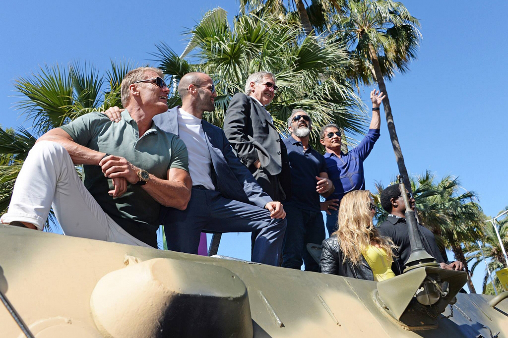 Dolph Lundgren, Jason Statham, Harrison Ford, Sylvester Stallone