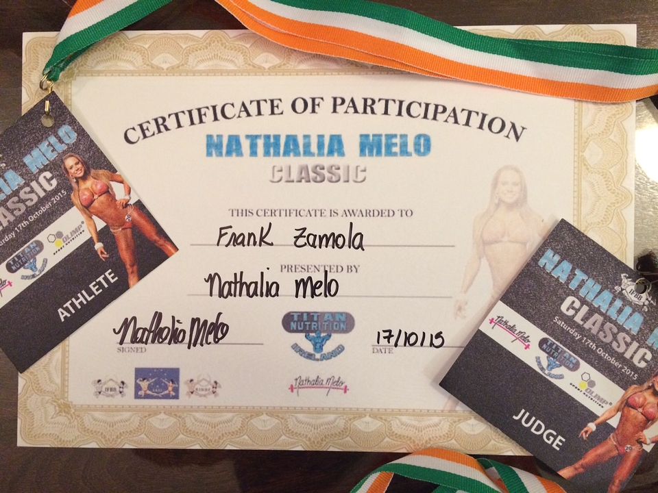 ��astnick� certifik�t rozhod��ho na Nathalia Melo Classic 2015�
