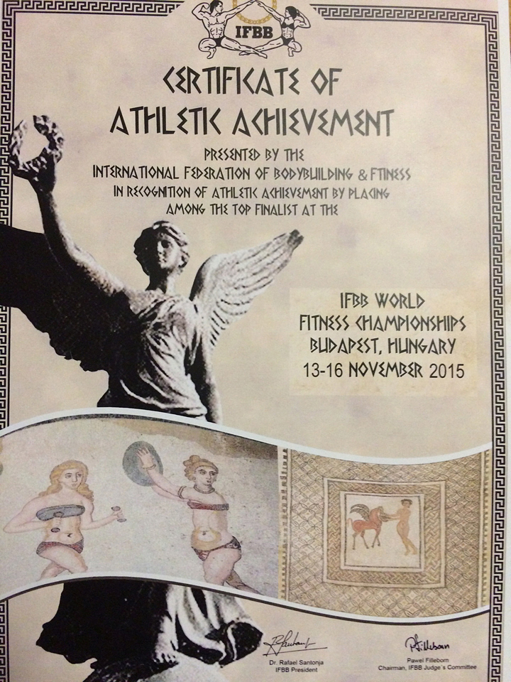Certifik�t finalisty MS ve fitness 2015