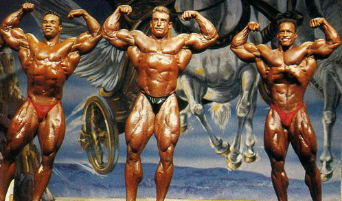 Kevin Levrone (3.), Dorian Yates (1.) a Shawn Ray (2.) - Mr. Olympia 1994