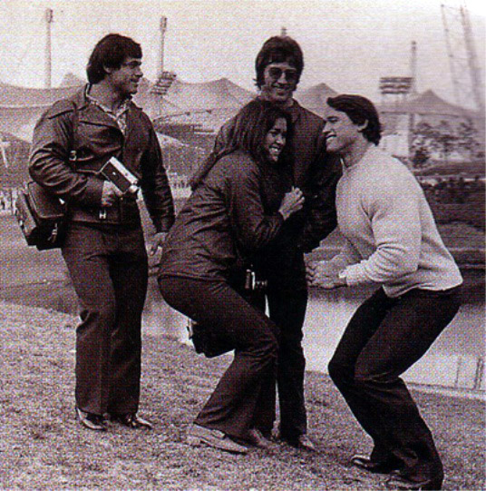 Franco Columbu, Christine Zane, Frank Zane, Arnold Schwarzenegger