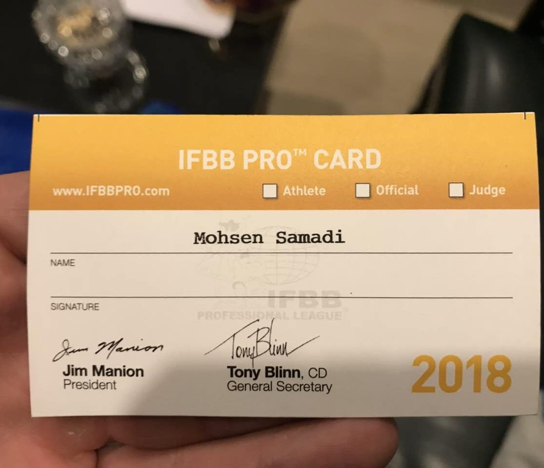 Mohsen Samadi s profesion�ln� kartou pro rok 2018