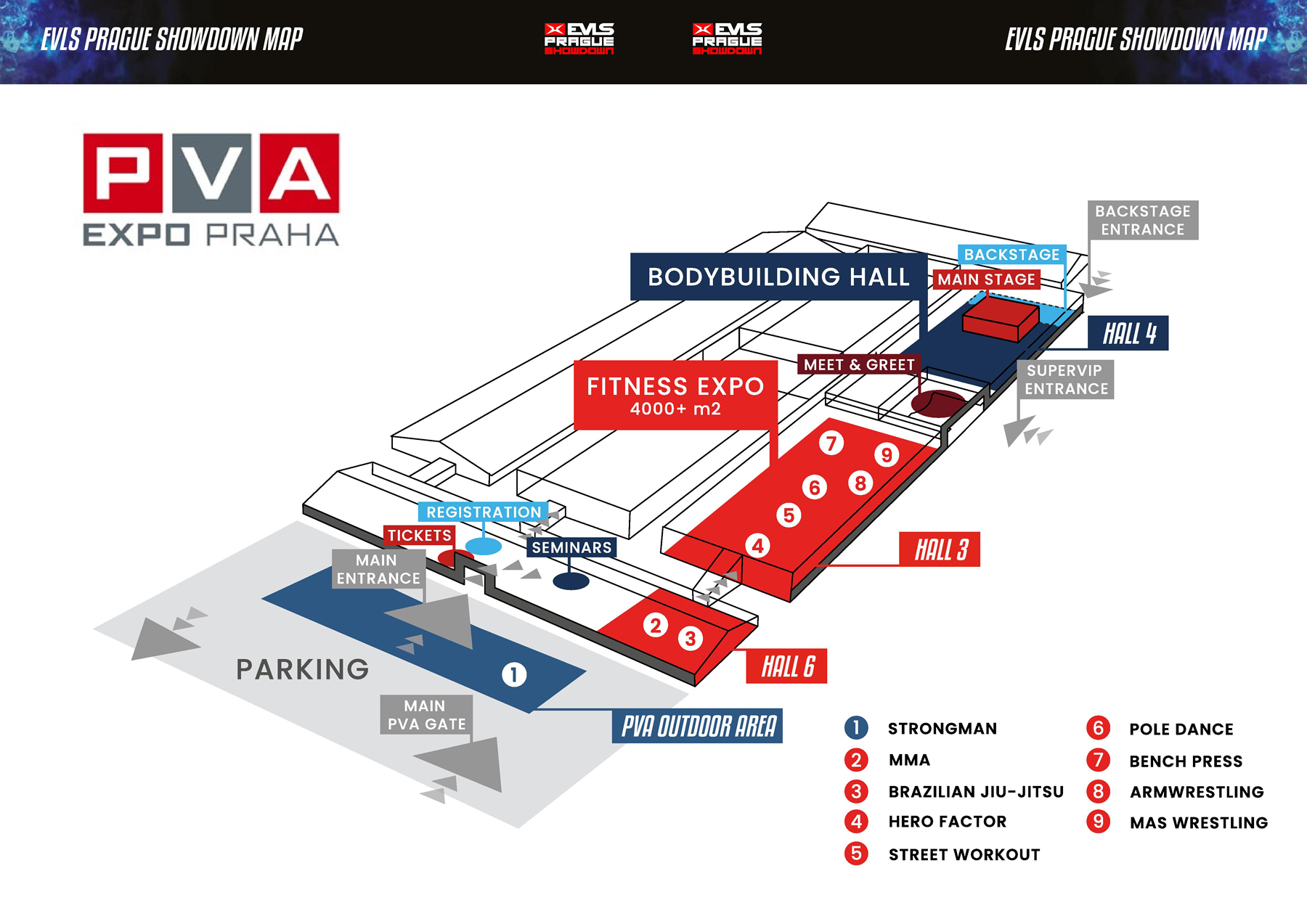 EVLS Prague Showdown 2018 - mapa are�lu