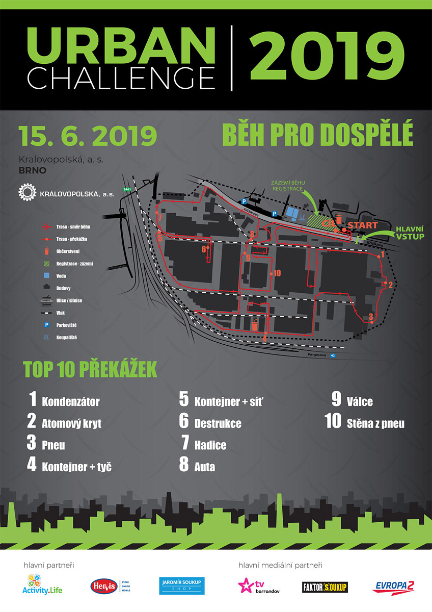 Mapa z�vodu Urban Challenge (Brno) 2019