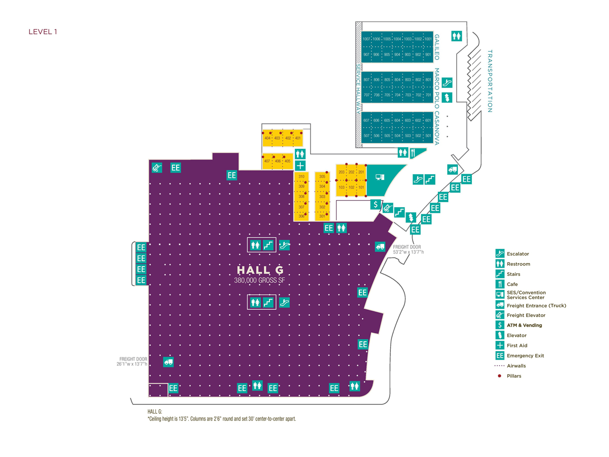 Hala G o rozloze 3,5 hektaru v Sands Expo & Convention Center zab�r� cel� podla��