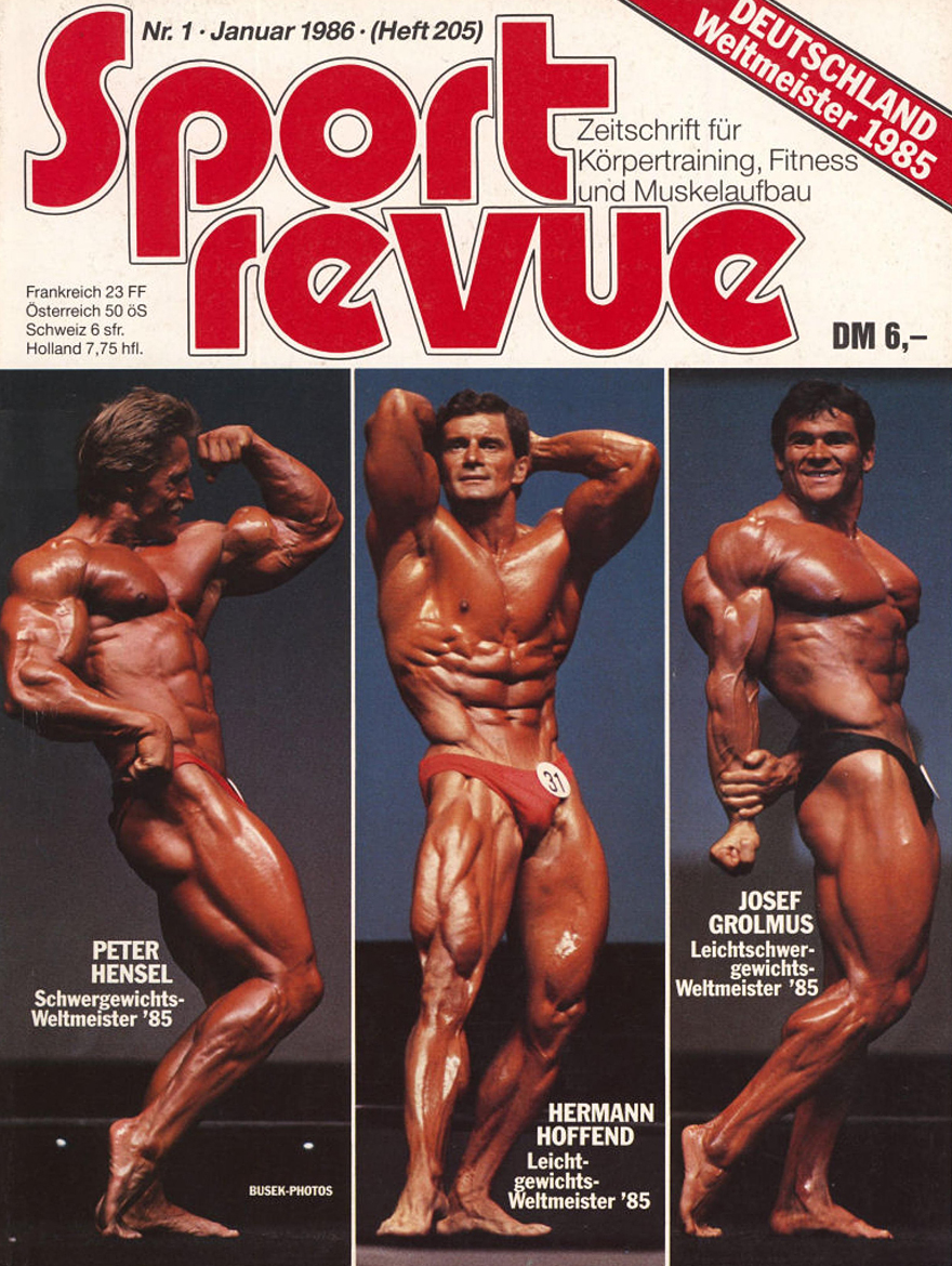 Josef Grolmus na ob�lce magaz�nu Sportrevue s�dal��mi mistry sv�ta 1985