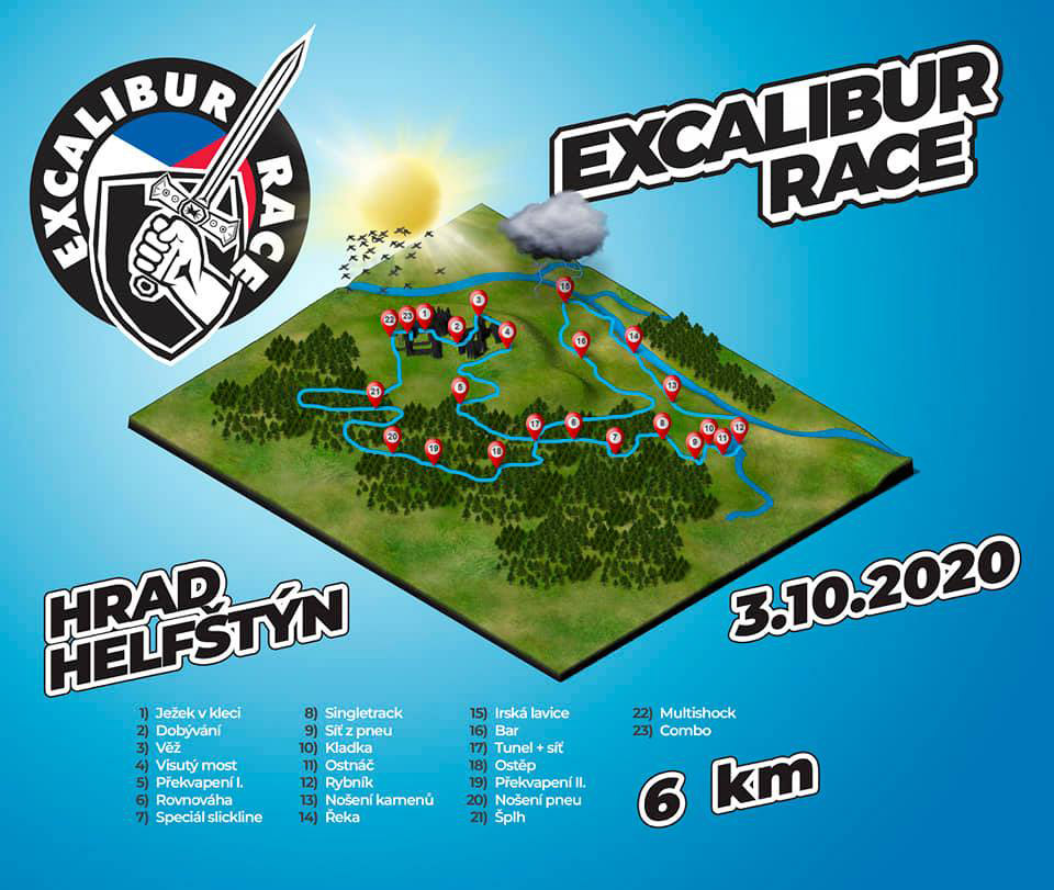 Excalibur Race (Helf�t�n) 2020 - trasa 6km z�vodu Sky