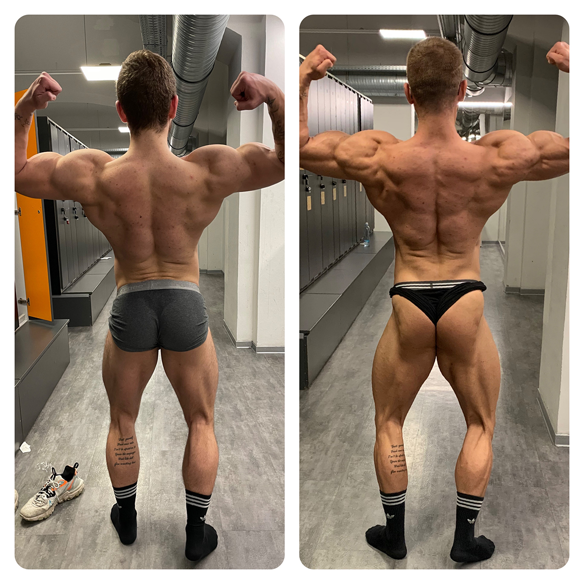 Vlevo: 8. 3. 2022, hmotnost 79 kg. Vpravo: 10 dn� po M�R, hmotnost 75 kg.