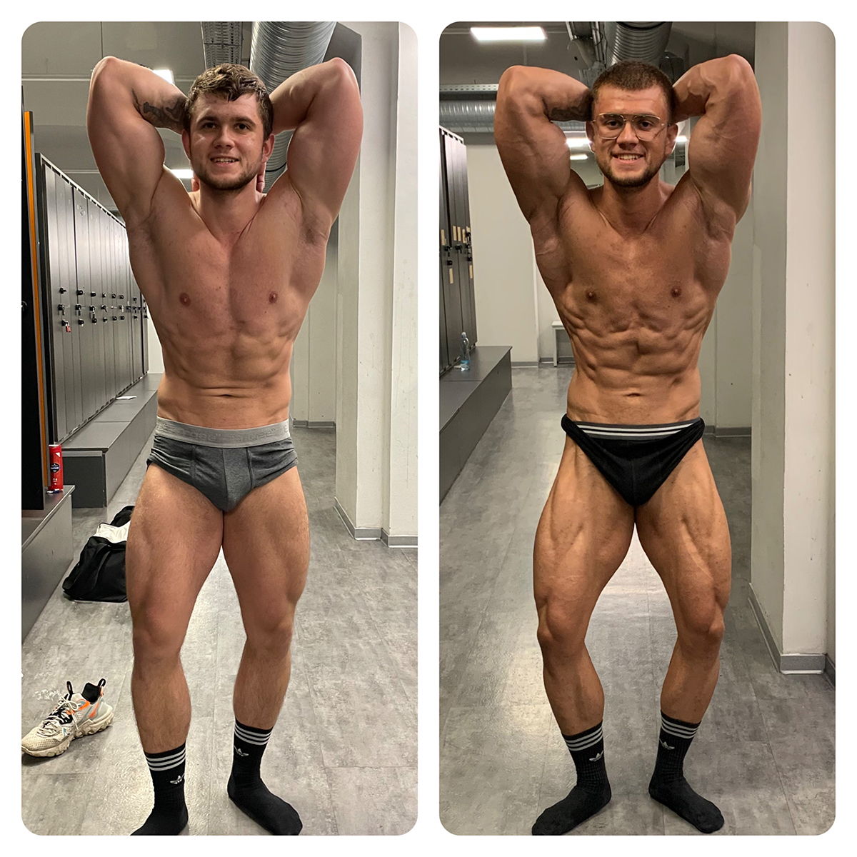 Vlevo: 8. 3. 2022, hmotnost 79 kg. Vpravo: 10 dn� po M�R, hmotnost 75 kg.