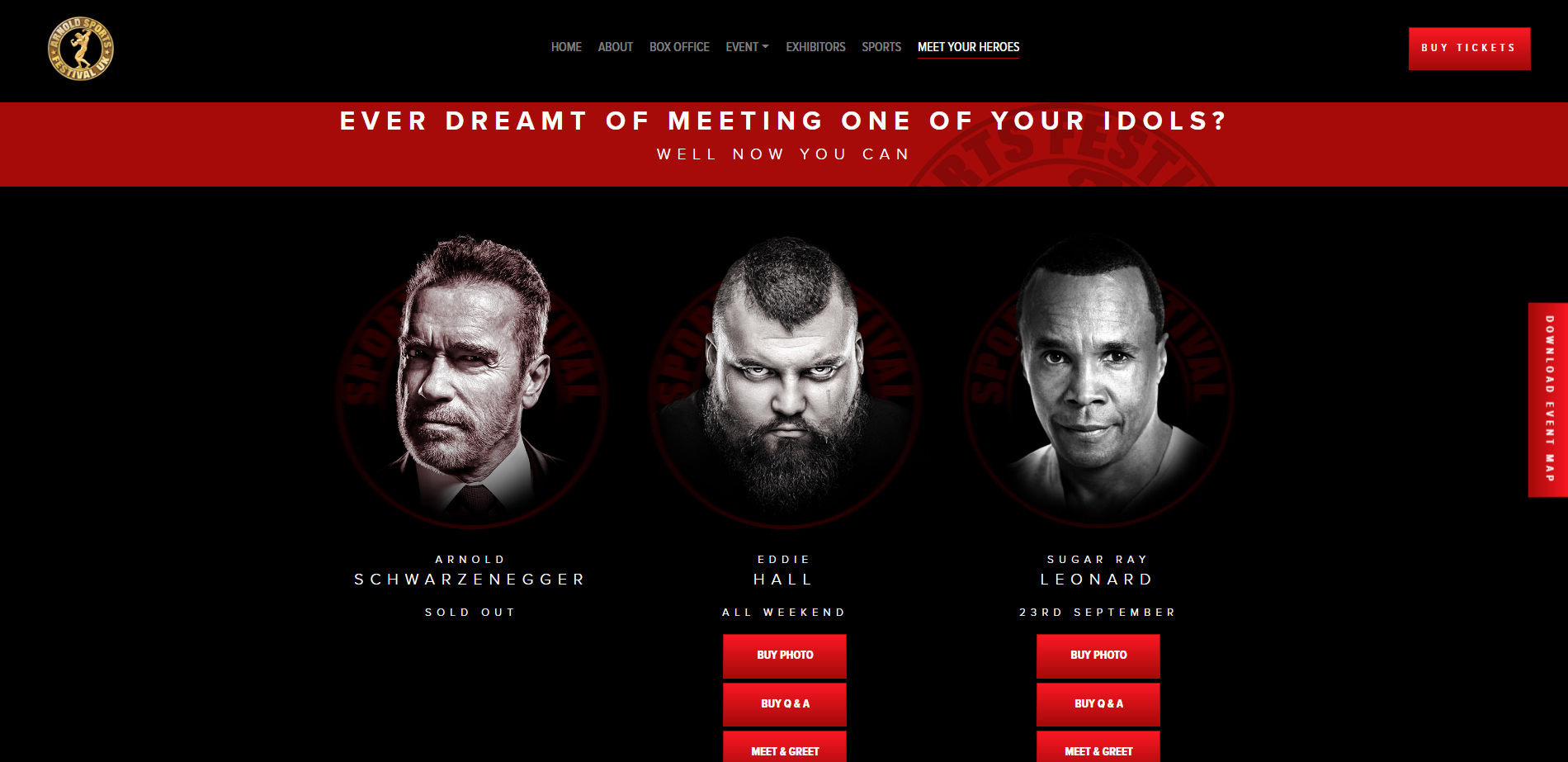Sn�mek webov� str�nky Arnold Sports Festivalu UK z r�na 23. z��� 2022