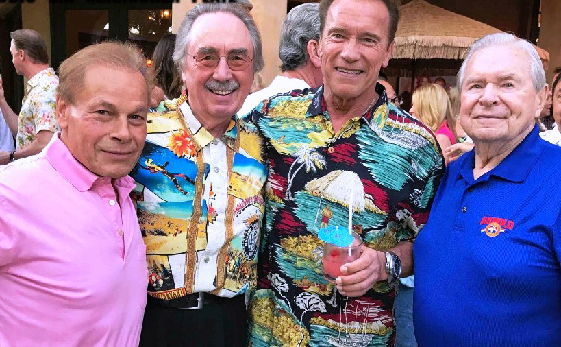 Franco Columbu, Albert Busek, Arnold Schwarzenegger a Jim Lorimer